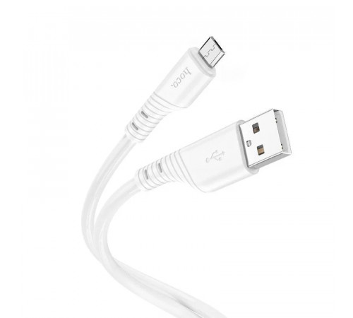 Кабель HOCO X97 Crystal color silicone charging data cable Micro white (6931474799838)