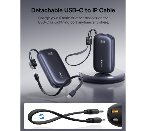 Зовнішній акумулятор Baseus EnerFill FC21 Qpow 3 Ultra Digital Display Power Bank with Detachable Cable 20000mAh 22.5W Cosmic Black (E0027M00)