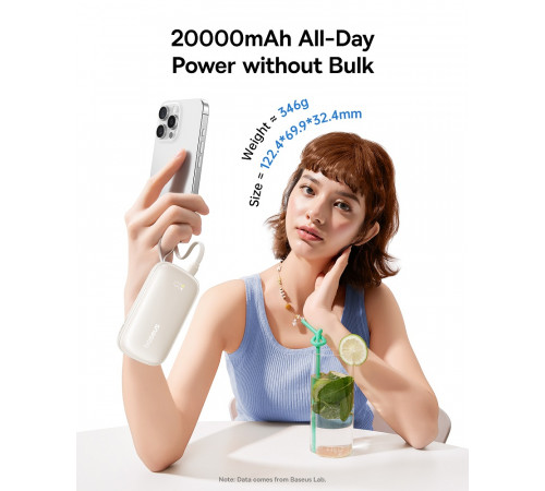 Зовнішній акумулятор Baseus EnerFill FC21 Qpow 3 Ultra Digital Display Power Bank with Detachable Cable 20000mAh 22.5W Cosmic Black (E0027M00)