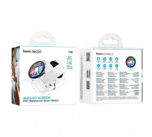 Смарт-годинник HOCO Y38 AMOLED 36mm. 300 mAh. Smart watch(call version) Silver (6942007672054)
