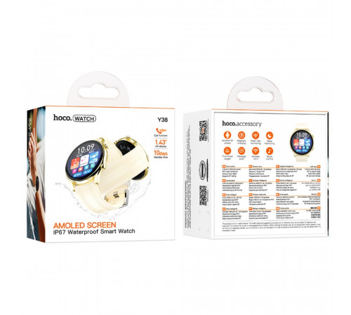 Смарт-годинник HOCO Y38 AMOLED 36mm. 300 mAh. Smart watch(call version) Gold (6942007672061)