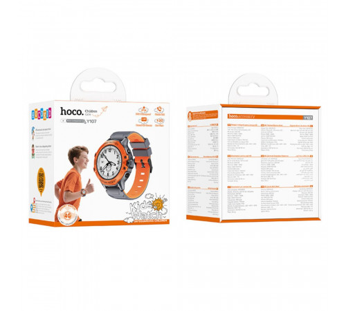 Дитячий смарт-годинник HOCO Y107 4G 32mm. 700 mAh. IP54. children phone watch orange (6942007666060)