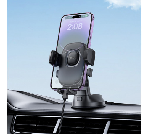Автотримач для телефона HOCO H76 Crown one-button car holder(center console) Black Metal Gray (6942007646918)