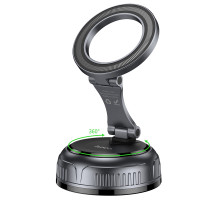 Автотримач для телефона HOCO H92 High vacuum suction cup magnetic holder(universal) Black Metal Gray (6942007663861)