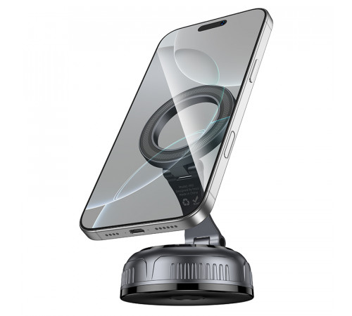 Автотримач для телефона HOCO H92 High vacuum suction cup magnetic holder(universal) Black Metal Gray (6942007663861)