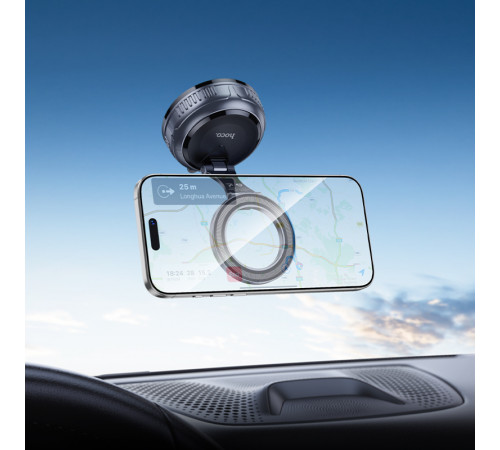Автотримач для телефона HOCO H92 High vacuum suction cup magnetic holder(universal) Black Metal Gray (6942007663861)