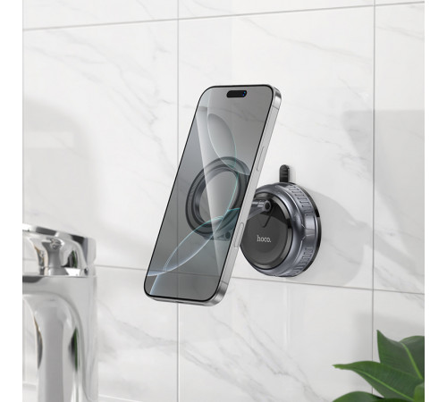 Автотримач для телефона HOCO H92 High vacuum suction cup magnetic holder(universal) Black Metal Gray (6942007663861)