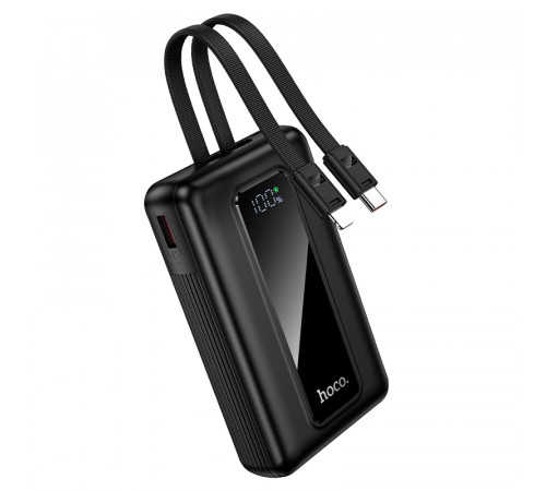 Зовнішній акумулятор HOCO J162A Full power 22.5W+PD20W fully compatible power bank with two cables(20000mAh) Black (6942007663083)