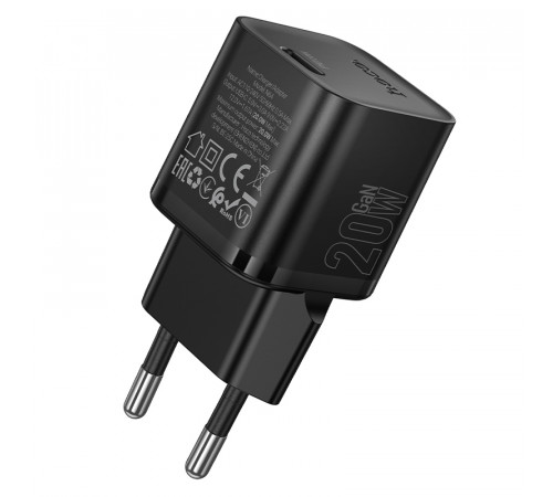Мережевий зарядний пристрій HOCO N64 Ingenious single port PD20W charger BLack (6942007655101)