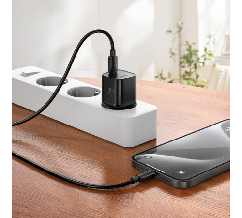 Мережевий зарядний пристрій HOCO N64 Ingenious single port PD20W charger BLack (6942007655101)