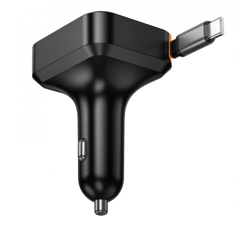 Автомобільний зарядний пристрій HOCO NZ18 Guardian PD65W(2C1A) car charger with retractable cable Black (6942007658546)