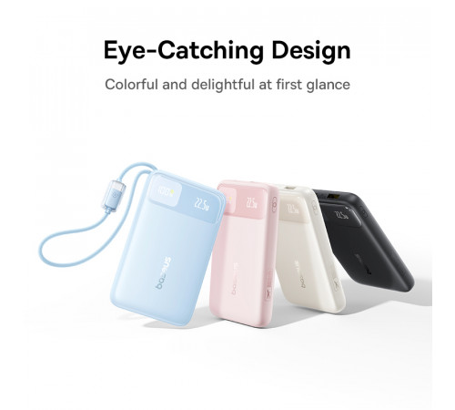 Зовнішній акумулятор Baseus EnerFill FC11 Digital Display Power Bank with Dual Built-in Cables 10000mAh 22.5W Cosmic Black (E0027R04)