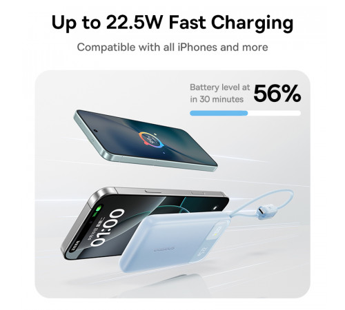 Зовнішній акумулятор Baseus EnerFill FC11 Digital Display Power Bank with Dual Built-in Cables 10000mAh 22.5W Cosmic Black (E0027R04)