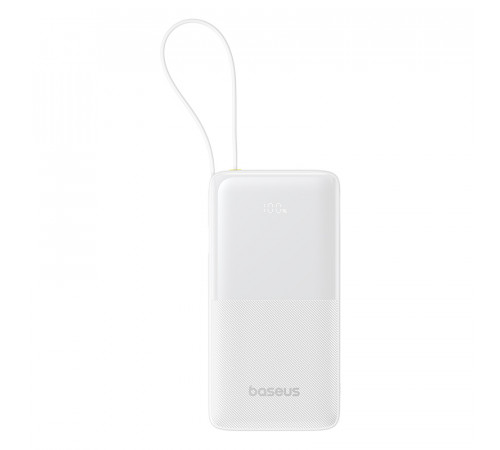 Зовнішній акумулятор Baseus Bipow 2 Digital Display Power Bank With Built-in USB-C Cable 20000mah 20W Moon White (P10077101213-01)