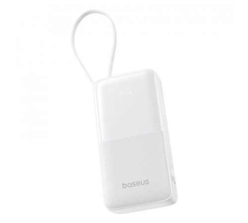 Зовнішній акумулятор Baseus Bipow 2 Digital Display Power Bank With Built-in USB-C Cable 20000mah 20W Moon White (P10077101213-01)