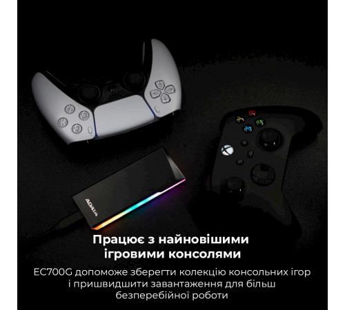 Зовнішня кишеня для накопичувача A-DATA EC700G для SSD M.2 PCIe/SATA USB3.2 Gen2 Type-C Black (AEC700GU32G2-CGY)