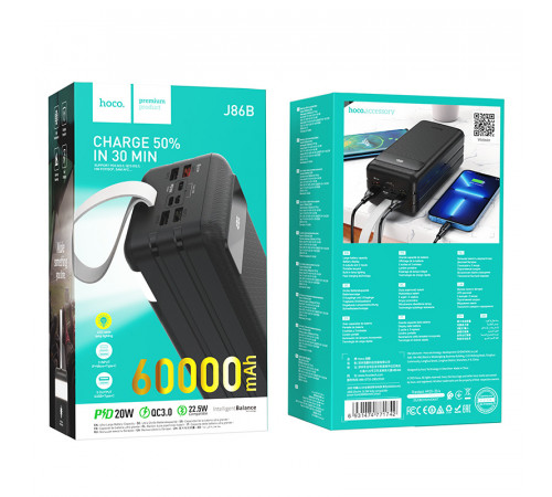 УМБ Power Bank Hoco J86B Electric 60000mAh PD20W+22.5W (з ліхтарем)