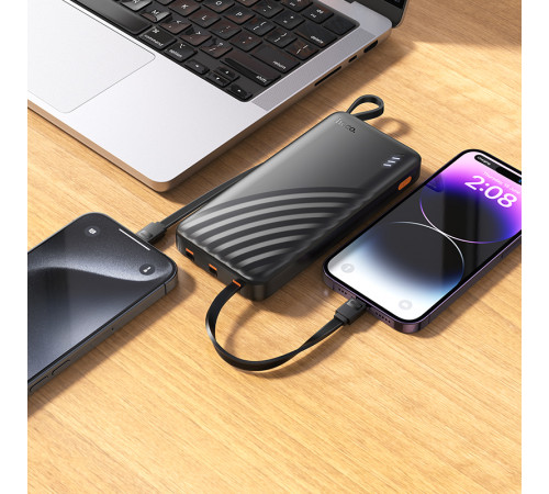 Зовнішній акумулятор HOCO J146 Night tide power bank with 4 cables (10000mAh) Black (6942007645898)