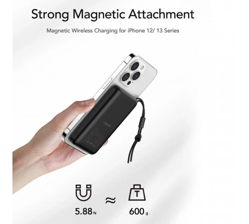 Зовнішній акумулятор VEGER 10000 mAh with wireless charging compatible with MagSafe PD QC3.0 2A 20W MagOn (VP1151 / W1151) white (VG-VP1151/W1151)