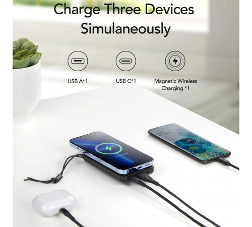 Зовнішній акумулятор VEGER MagOn Wireless Power Bank 10000mAh White (VG-VP1151/W1151)