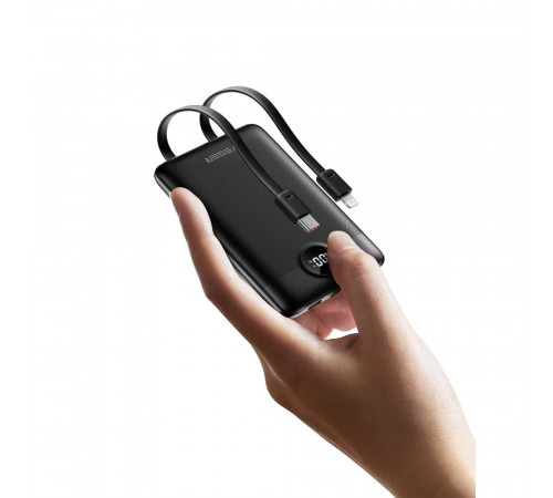 Зовнішній акумулятор VEGER 10000 mAh with built-in cables Type C / Lightning PD QC3.0 2A 22,5W C11 (W1170) black (VG-W1170)