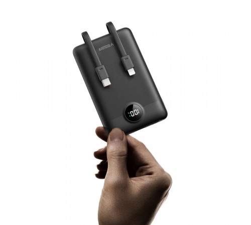 Зовнішній акумулятор VEGER 10000 mAh with built-in cables Type C / Lightning PD QC3.0 2A 22,5W C11 (W1170) black (VG-W1170)