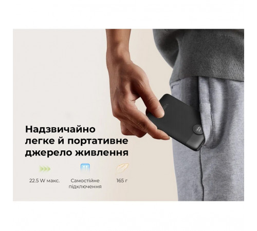 Зовнішній акумулятор VEGER 10000 mAh with built-in cables Type C / Lightning PD QC3.0 2A 22,5W C11 (W1170) black (VG-W1170)