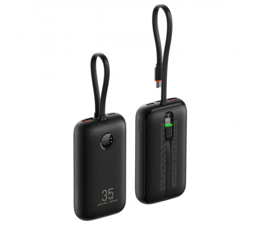 Зовнішній акумулятор VEGER 10000 mAh with built-in cables Type C / Lightning PD QC3.0 35W K1 (W1188) black (VG-W1188)