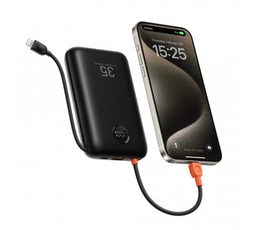 Зовнішній акумулятор VEGER 20000 mAh with built-in cables Type C / Lightning PD QC3.0 35W K2 (W2068) black (VG-W2068)