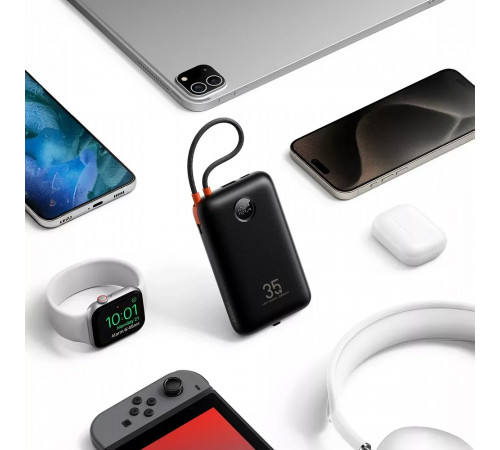 Зовнішній акумулятор VEGER 20000 mAh with built-in cables Type C / Lightning PD QC3.0 35W K2 (W2068) black (VG-W2068)