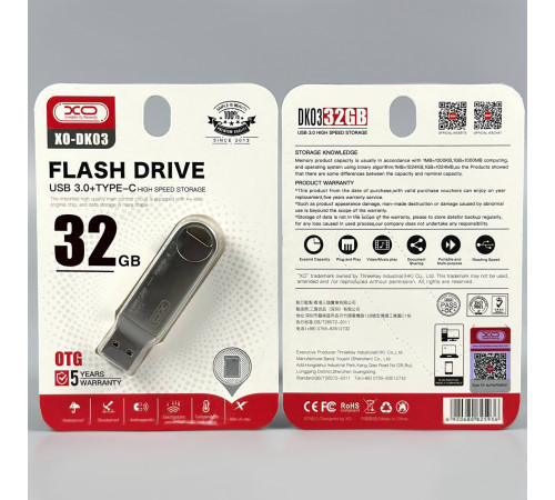 USB флеш XO DK03 32Gb USB3.0+Type-C Швидкісна