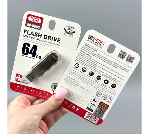 USB флеш XO DK03 64Gb USB3.0+Type-C Швидкісна
