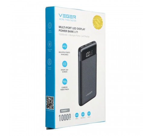 Зовнішній акумулятор VEGER 10000mAh 3.7V With LCD Display (VG-W1087)