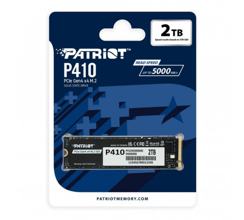 Накопичувач SSD M.2 Patriot P410 2TB NVMe 2280 PCIe Gen4 x4 5000/4500 TLC (P410P2TBM28H)