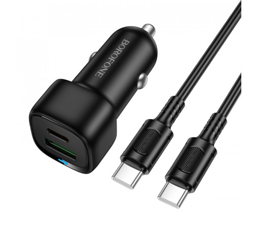 Автомобільний зарядний пристрій BOROFONE BZ34B Cloud PD38W(1C1A) car charger set(C to C) Black (6941991122415)