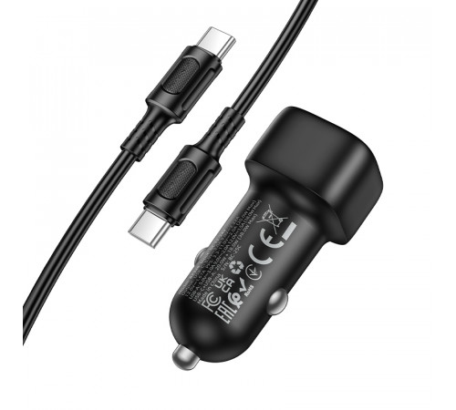 Автомобільний зарядний пристрій BOROFONE BZ34B Cloud PD38W(1C1A) car charger set(C to C) Black (6941991122415)