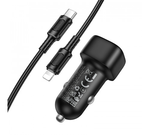 Автомобільний зарядний пристрій BOROFONE BZ34B Cloud PD38W(1C1A) car charger set(C to iP) Black (6941991122392)