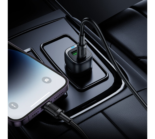 Автомобільний зарядний пристрій BOROFONE BZ34B Cloud PD38W(1C1A) car charger set(C to iP) Black (6941991122392)