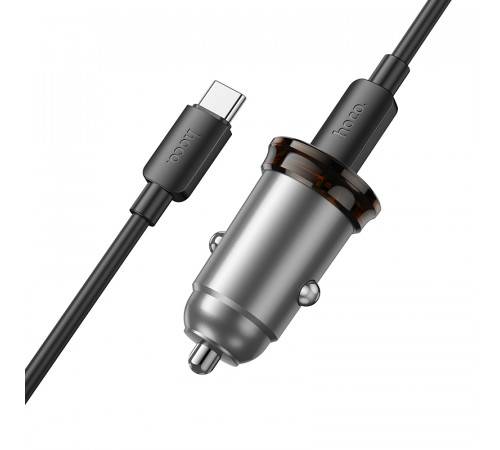 Автомобільний зарядний пристрій HOCO NZ16A Rigorous 43W dual port PD25W+QC3.0 car charger set(C to C) Metal Grey (6942007644761)