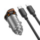 Автомобільний зарядний пристрій HOCO NZ16A Rigorous 43W dual port PD25W+QC3.0 car charger set(C to iP) Metal Grey (6942007644754)