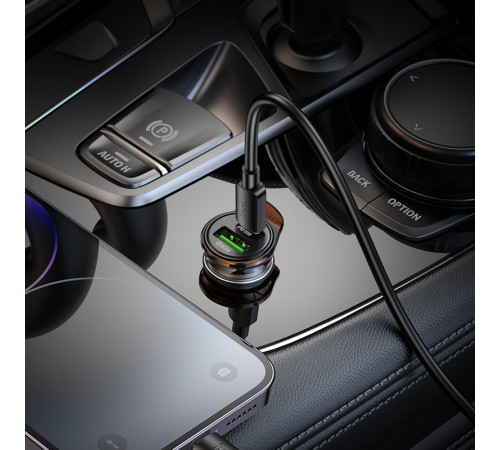 Автомобільний зарядний пристрій HOCO NZ16A Rigorous 43W dual port PD25W+QC3.0 car charger set(C to iP) Metal Grey (6942007644754)