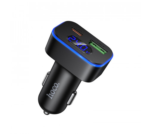 Автомобільний зарядний пристрій HOCO Z63B Barry 48W dual port PD30W+QC3.0 digital display car charger (6942007666244)