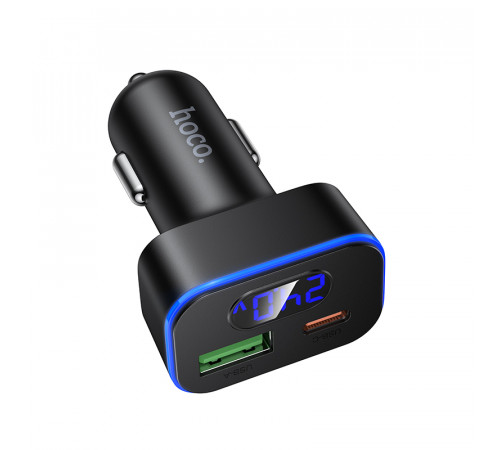 Автомобільний зарядний пристрій HOCO Z63B Barry 48W dual port PD30W+QC3.0 digital display car charger (6942007666244)