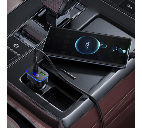 Автомобільний зарядний пристрій HOCO Z63B Barry 48W dual port PD30W+QC3.0 digital display car charger (6942007666244)