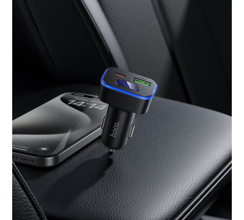Автомобільний зарядний пристрій HOCO Z63B Barry 48W dual port PD30W+QC3.0 digital display car charger (6942007666244)