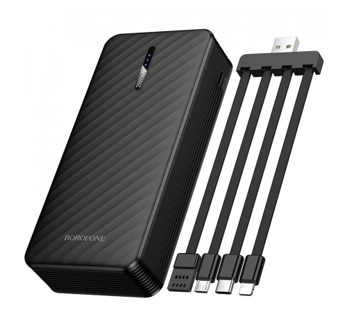 Зовнішній акумулятор BOROFONE BJ84A Smooth power bank with four cables(20000mAh) Black (6941991126178)
