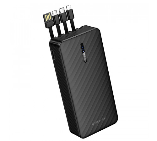 Зовнішній акумулятор BOROFONE BJ84A Smooth power bank with four cables(20000mAh) Black (6941991126178)
