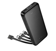 Зовнішній акумулятор HOCO J163 Wonderful power bank with 4 cables(10000mAh) Black (6942007664578)