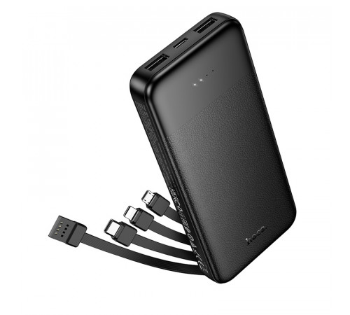 Зовнішній акумулятор HOCO J163 Wonderful power bank with 4 cables(10000mAh) Black (6942007664578)