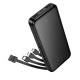 Зовнішній акумулятор HOCO J163 Wonderful power bank with 4 cables(10000mAh) Black (6942007664578)